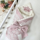 Paturica bebe din satin si tesatura minky Classic Roz (3)